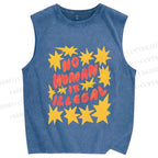 Unisex Pride No Human is Illegal Printed Washed Tank Top