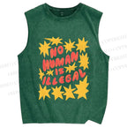 Unisex Pride No Human is Illegal Printed Washed Tank Top