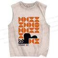 Unisex Bauhaus Strange Cat Printed Washed Tank Top