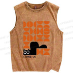 Unisex Bauhaus Strange Cat Printed Washed Tank Top