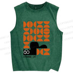 Unisex Bauhaus Strange Cat Printed Washed Tank Top