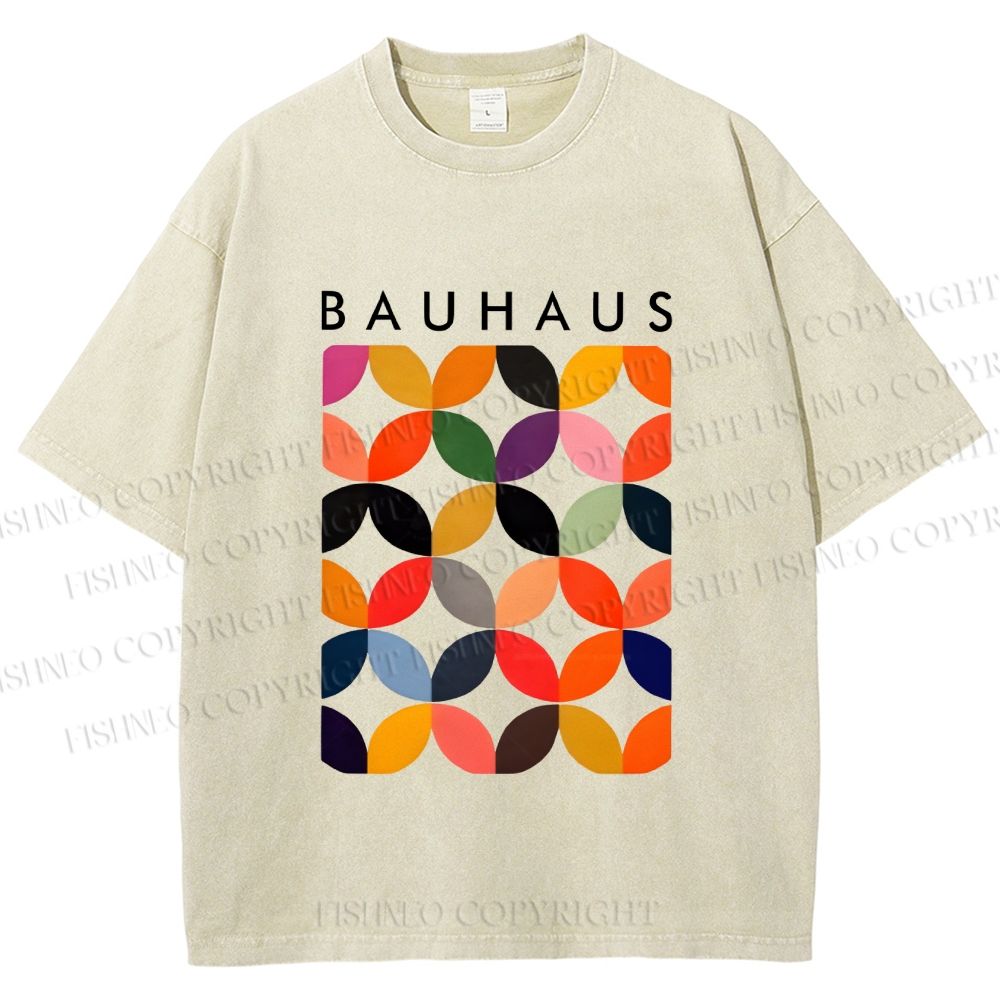 Unisex Bauhaus Design Printed Washed Tee