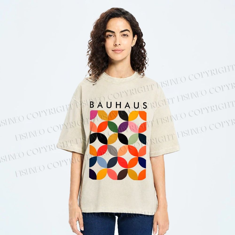 Unisex Bauhaus Design Printed Washed Tee