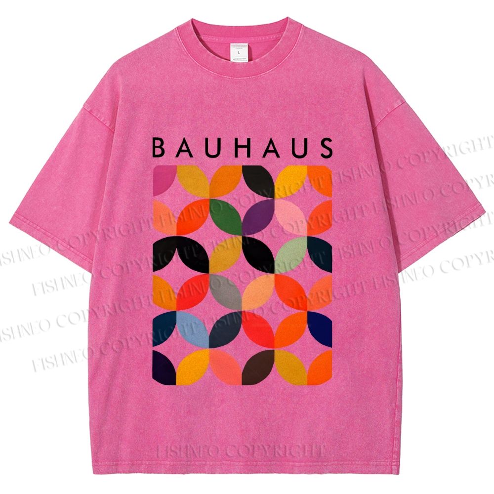 Unisex Bauhaus Design Printed Washed Tee