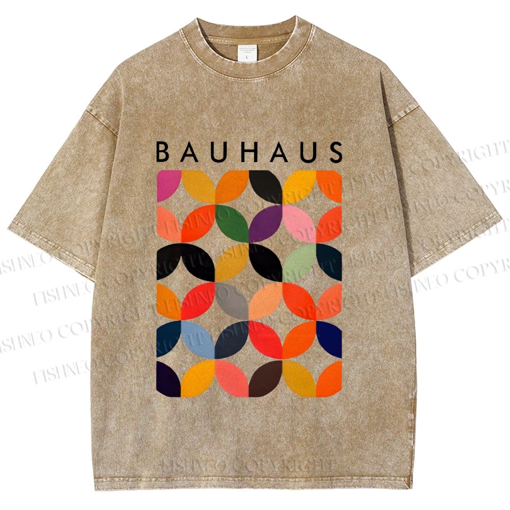 Unisex Bauhaus Design Printed Washed Tee