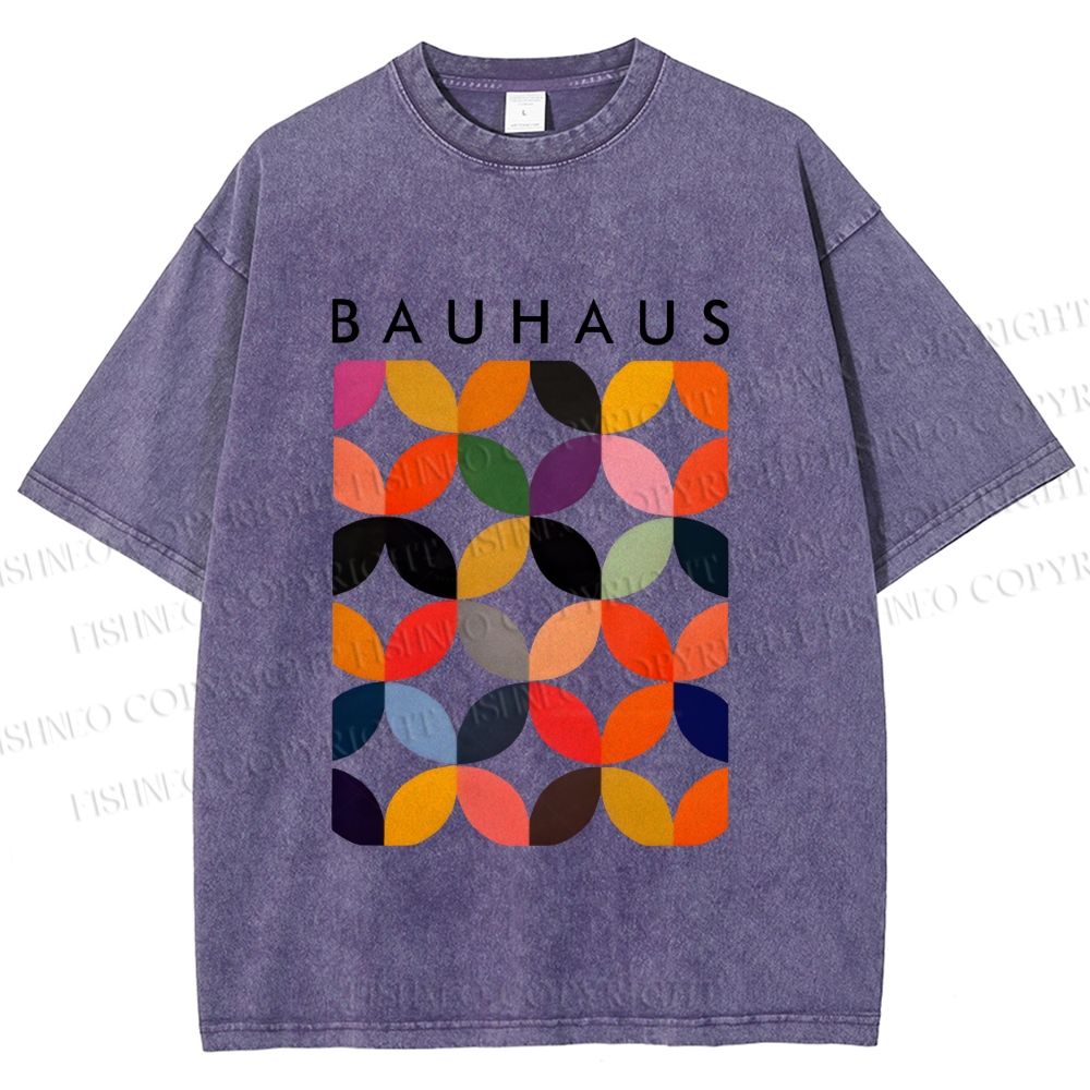 Unisex Bauhaus Design Printed Washed Tee