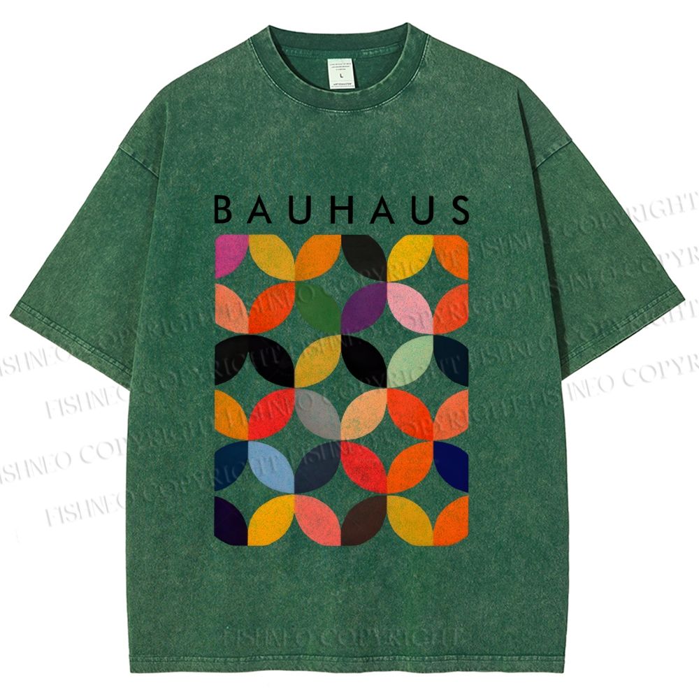Unisex Bauhaus Design Printed Washed Tee