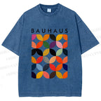 Unisex Bauhaus Design Printed Washed Tee