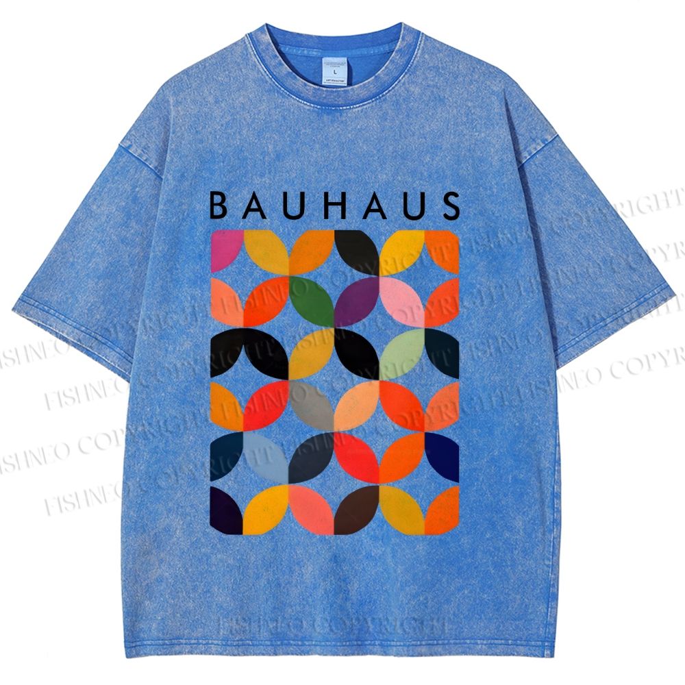 Unisex Bauhaus Design Printed Washed Tee