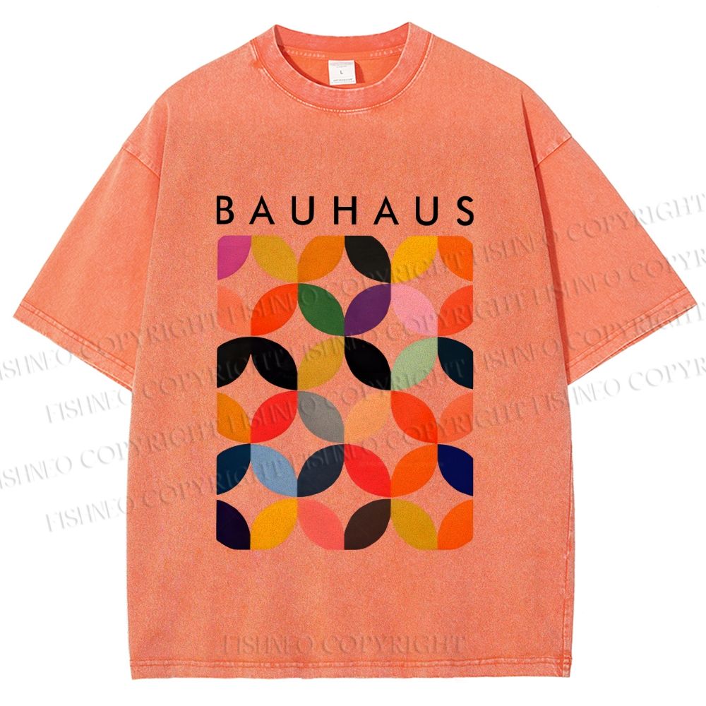 Unisex Bauhaus Design Printed Washed Tee