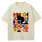 Unisex Bauhaus Black Cat Printed Washed Tee