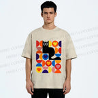Unisex Bauhaus Black Cat Printed Washed Tee