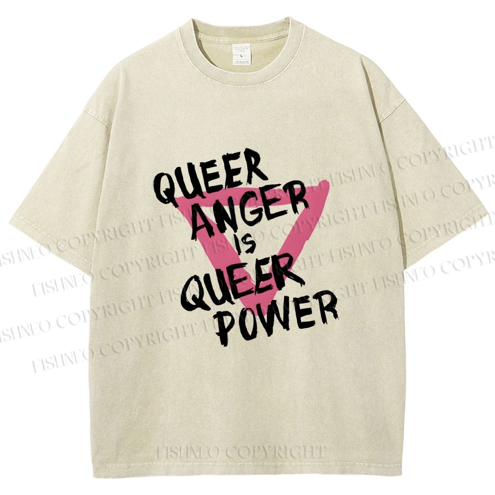 Unisex Queer Anger is Queer Power Printed Washed Tee