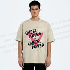 Unisex Queer Anger is Queer Power Printed Washed Tee