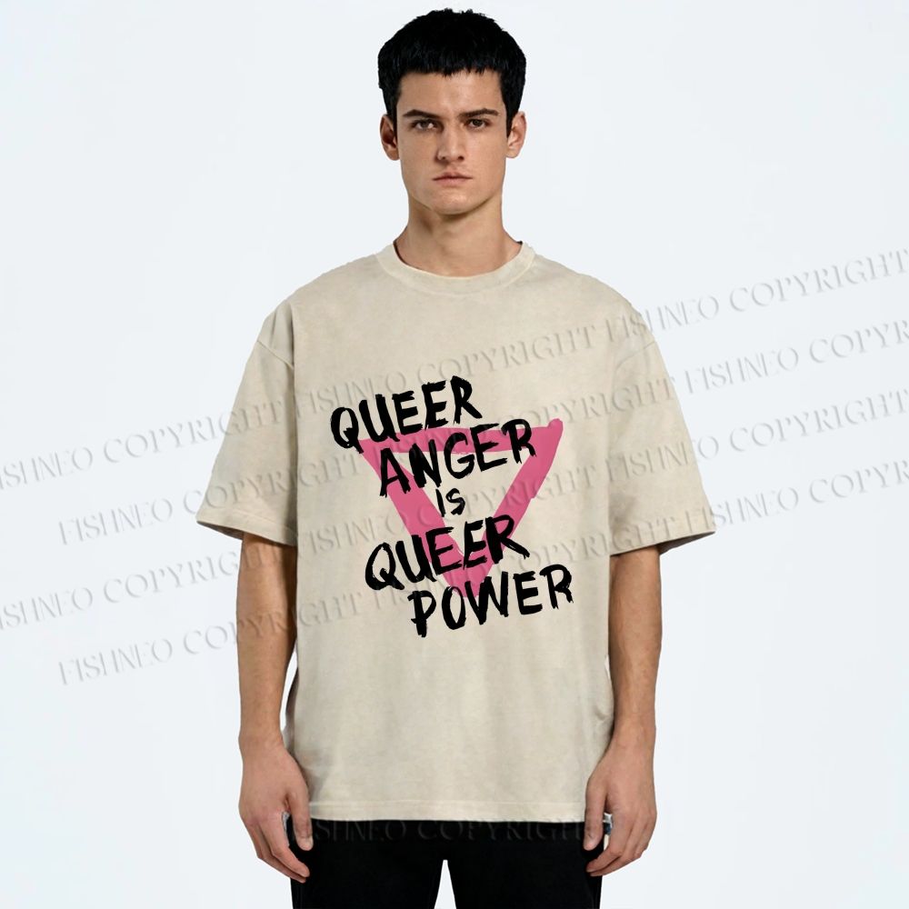 Unisex Queer Anger is Queer Power Printed Washed Tee