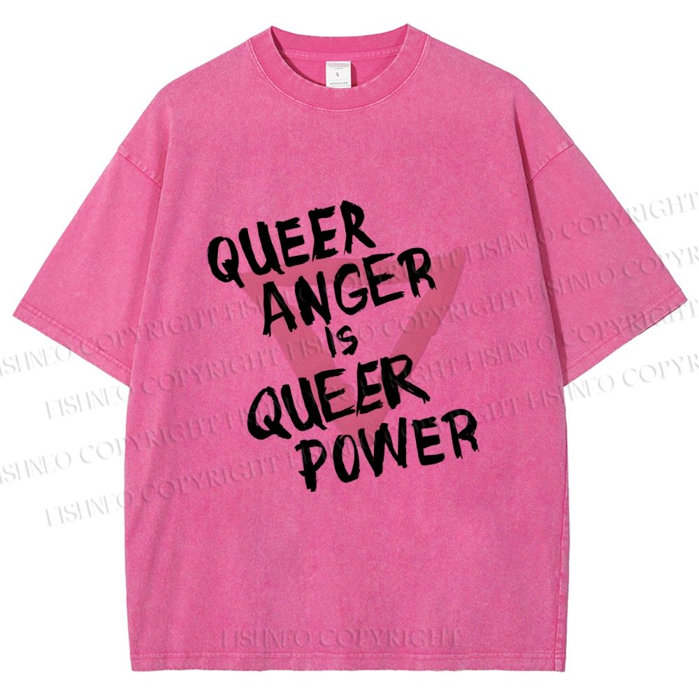 Unisex Queer Anger is Queer Power Printed Washed Tee
