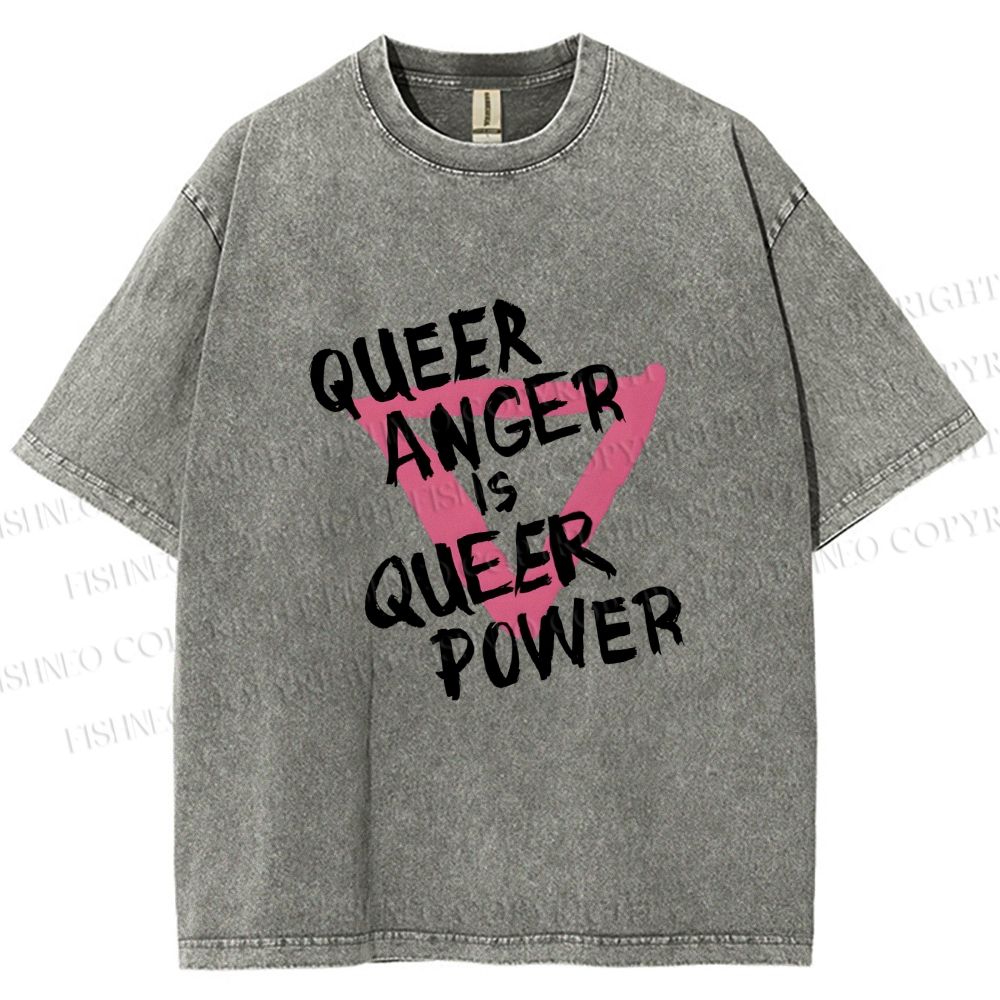 Unisex Queer Anger is Queer Power Printed Washed Tee