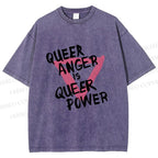 Unisex Queer Anger is Queer Power Printed Washed Tee