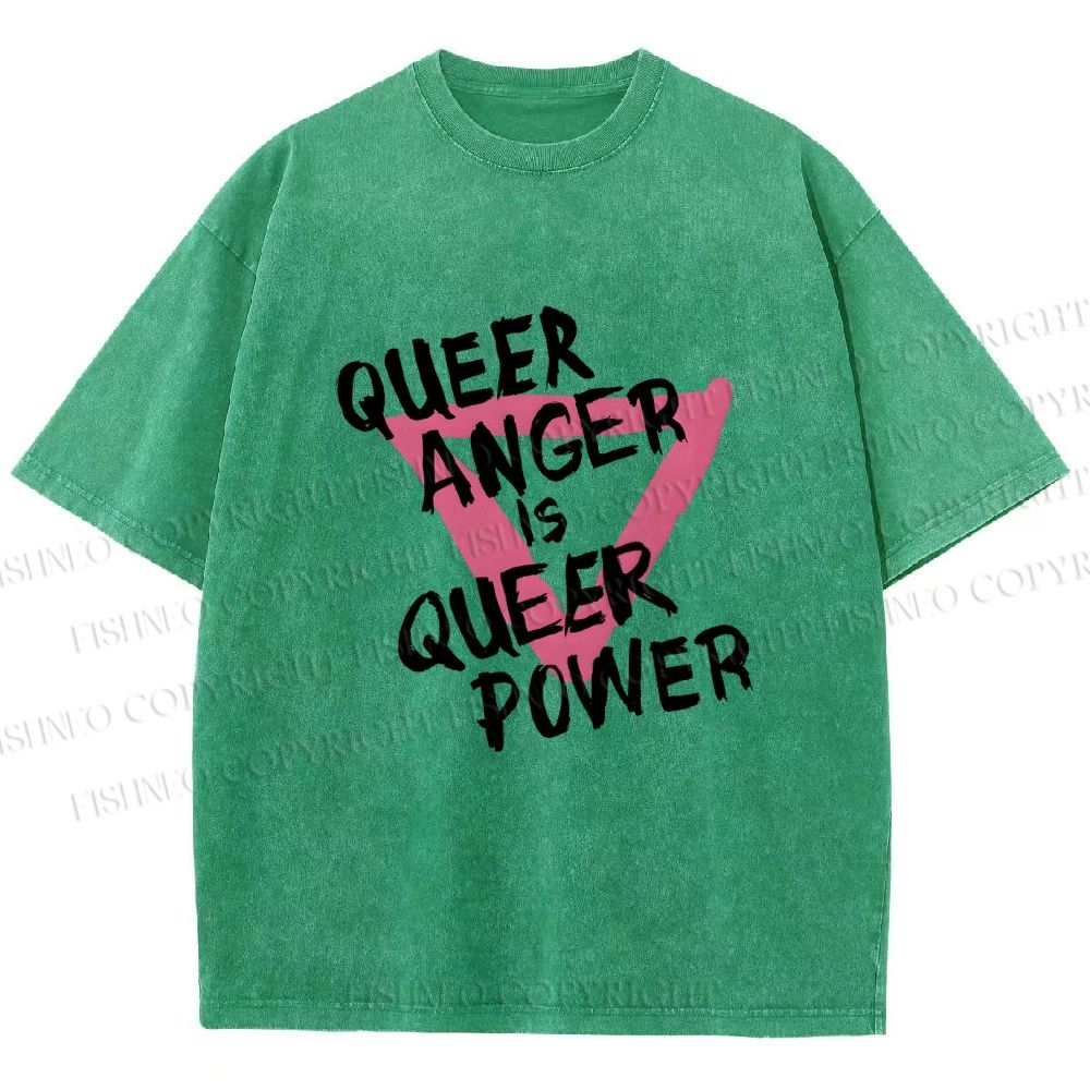Unisex Queer Anger is Queer Power Printed Washed Tee