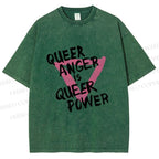 Unisex Queer Anger is Queer Power Printed Washed Tee