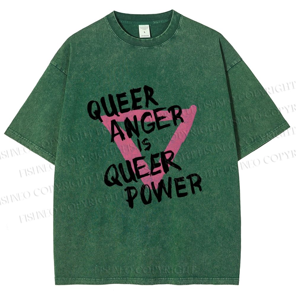 Unisex Queer Anger is Queer Power Printed Washed Tee