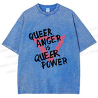 Unisex Queer Anger is Queer Power Printed Washed Tee