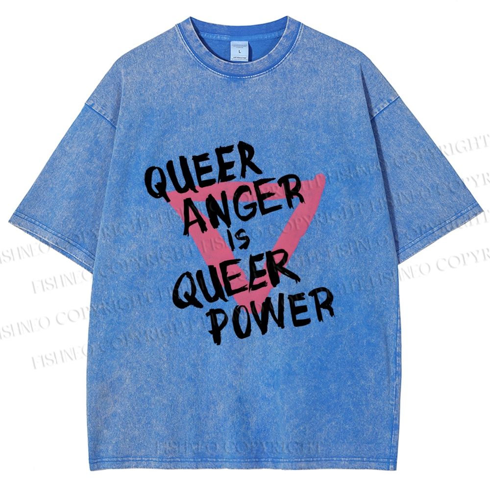 Unisex Queer Anger is Queer Power Printed Washed Tee