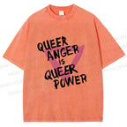 Unisex Queer Anger is Queer Power Printed Washed Tee