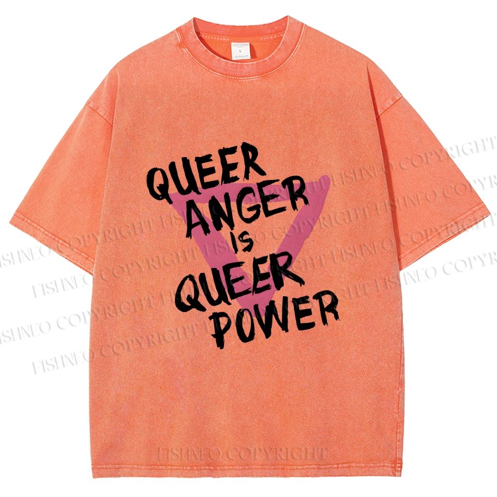 Unisex Queer Anger is Queer Power Printed Washed Tee