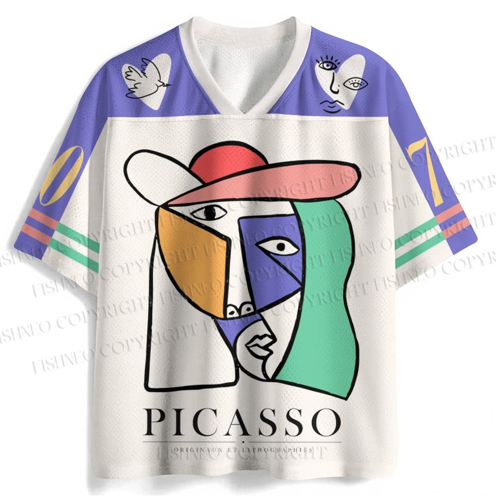 Picasso Abstract Line Figure Face Printed Jersey Shirts