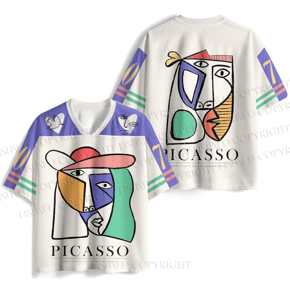 Picasso Abstract Line Figure Face Printed Jersey Shirts