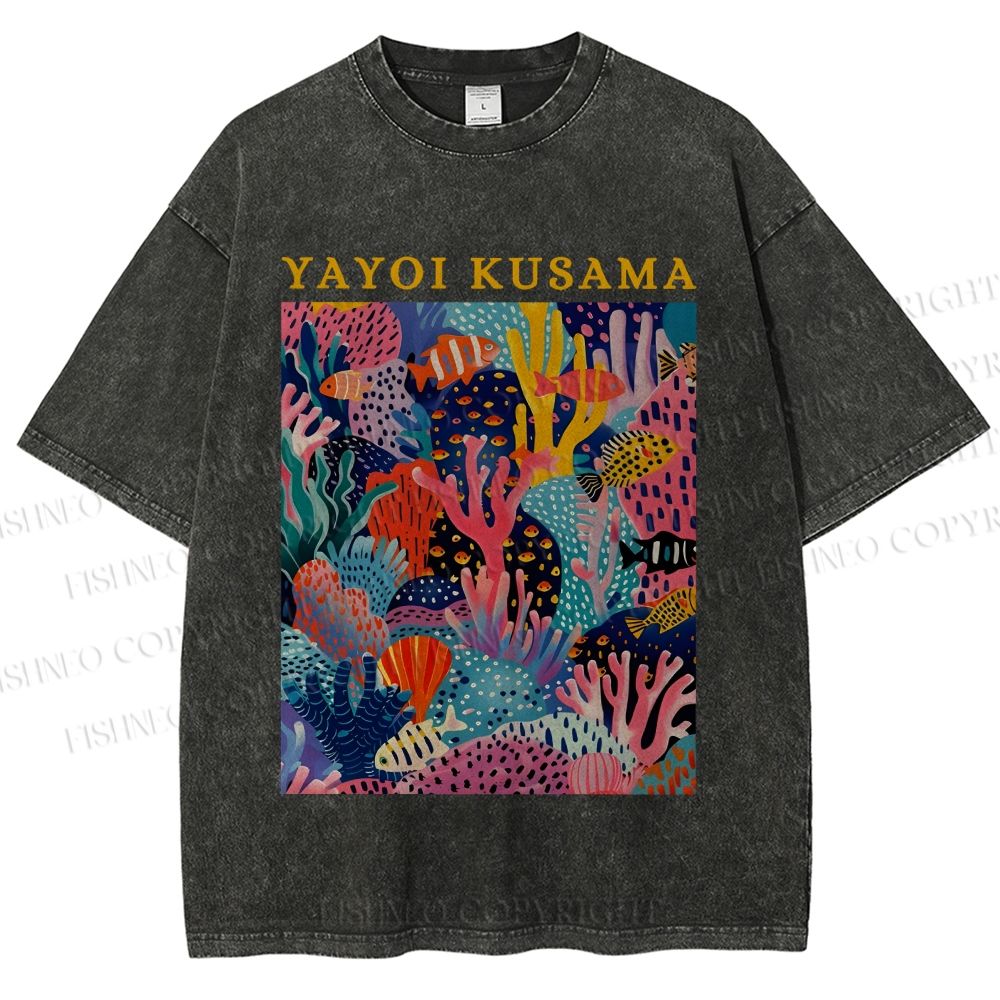 Unisex Yayoi Kusama Ocean Printed Washed Tee