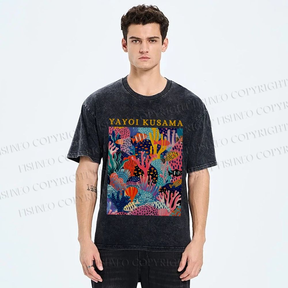 Unisex Yayoi Kusama Ocean Printed Washed Tee