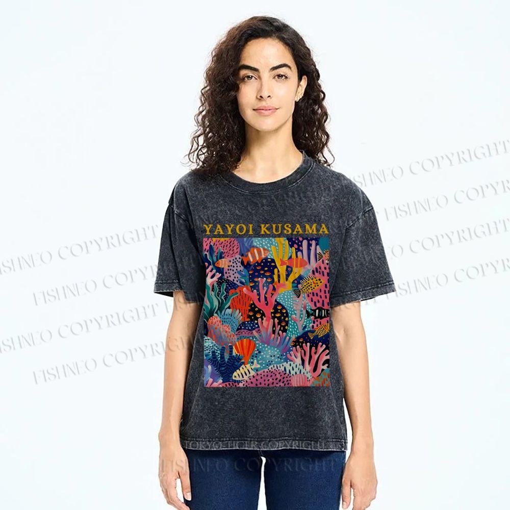 Unisex Yayoi Kusama Ocean Printed Washed Tee