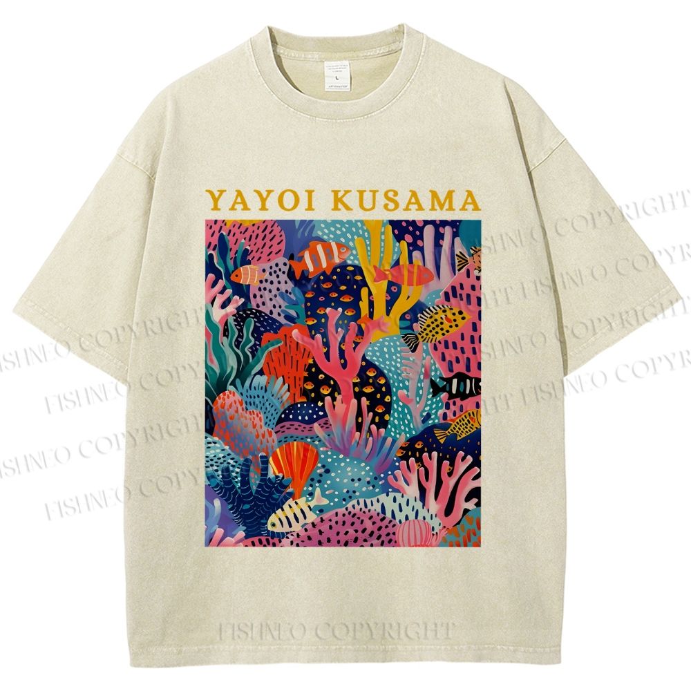Unisex Yayoi Kusama Ocean Printed Washed Tee