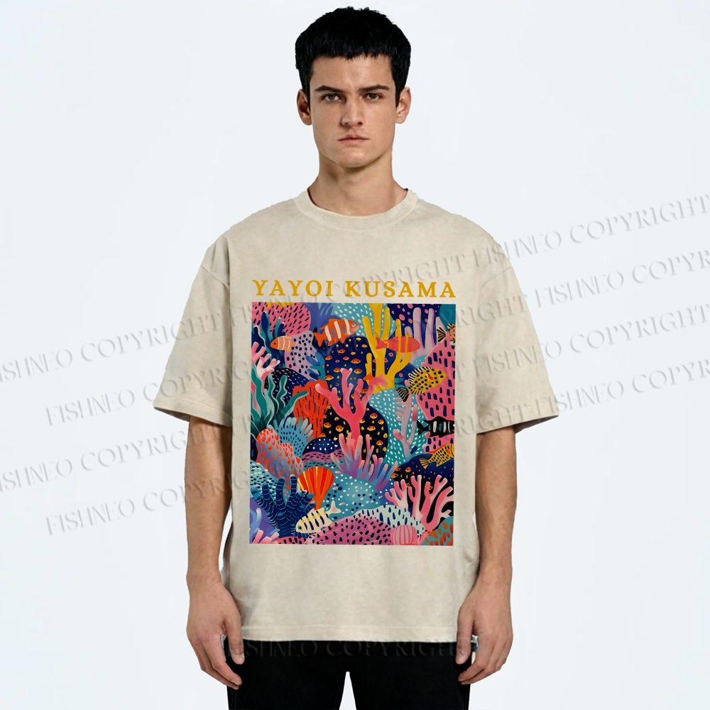 Unisex Yayoi Kusama Ocean Printed Washed Tee
