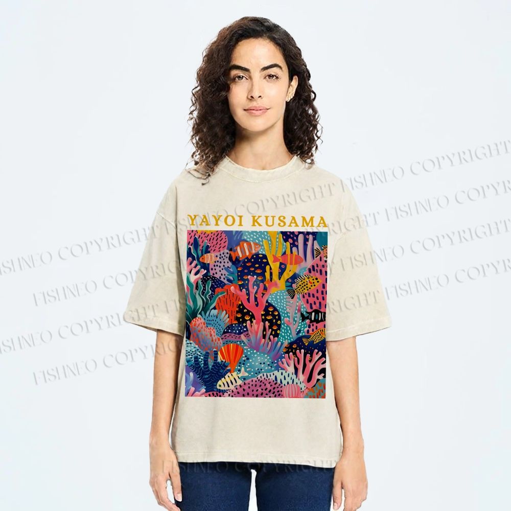 Unisex Yayoi Kusama Ocean Printed Washed Tee