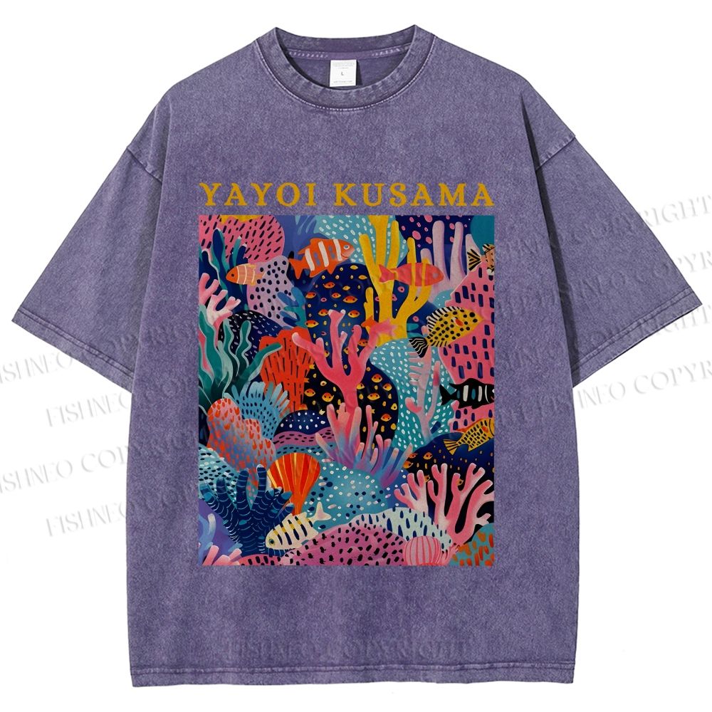 Unisex Yayoi Kusama Ocean Printed Washed Tee