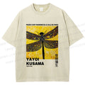 Unisex Yayoi Kusama Dragonfly Printed Washed Tee