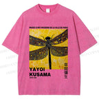 Unisex Yayoi Kusama Dragonfly Printed Washed Tee