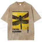 Unisex Yayoi Kusama Dragonfly Printed Washed Tee