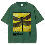 Unisex Yayoi Kusama Dragonfly Printed Washed Tee