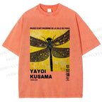 Unisex Yayoi Kusama Dragonfly Printed Washed Tee