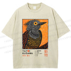 Unisex Yayoi Kusama Bird Printed Washed Tee
