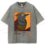 Unisex Yayoi Kusama Bird Printed Washed Tee
