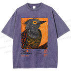 Unisex Yayoi Kusama Bird Printed Washed Tee