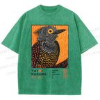Unisex Yayoi Kusama Bird Printed Washed Tee