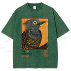 Unisex Yayoi Kusama Bird Printed Washed Tee