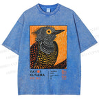 Unisex Yayoi Kusama Bird Printed Washed Tee