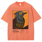 Unisex Yayoi Kusama Bird Printed Washed Tee